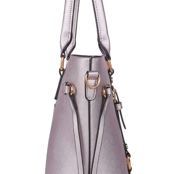 Purple 3PCS Purses for Women Tote Purse and Wallet Set Shoulder Bags set - Picture 3 of 5